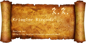 Kriegler Kincső névjegykártya