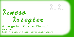 kincso kriegler business card